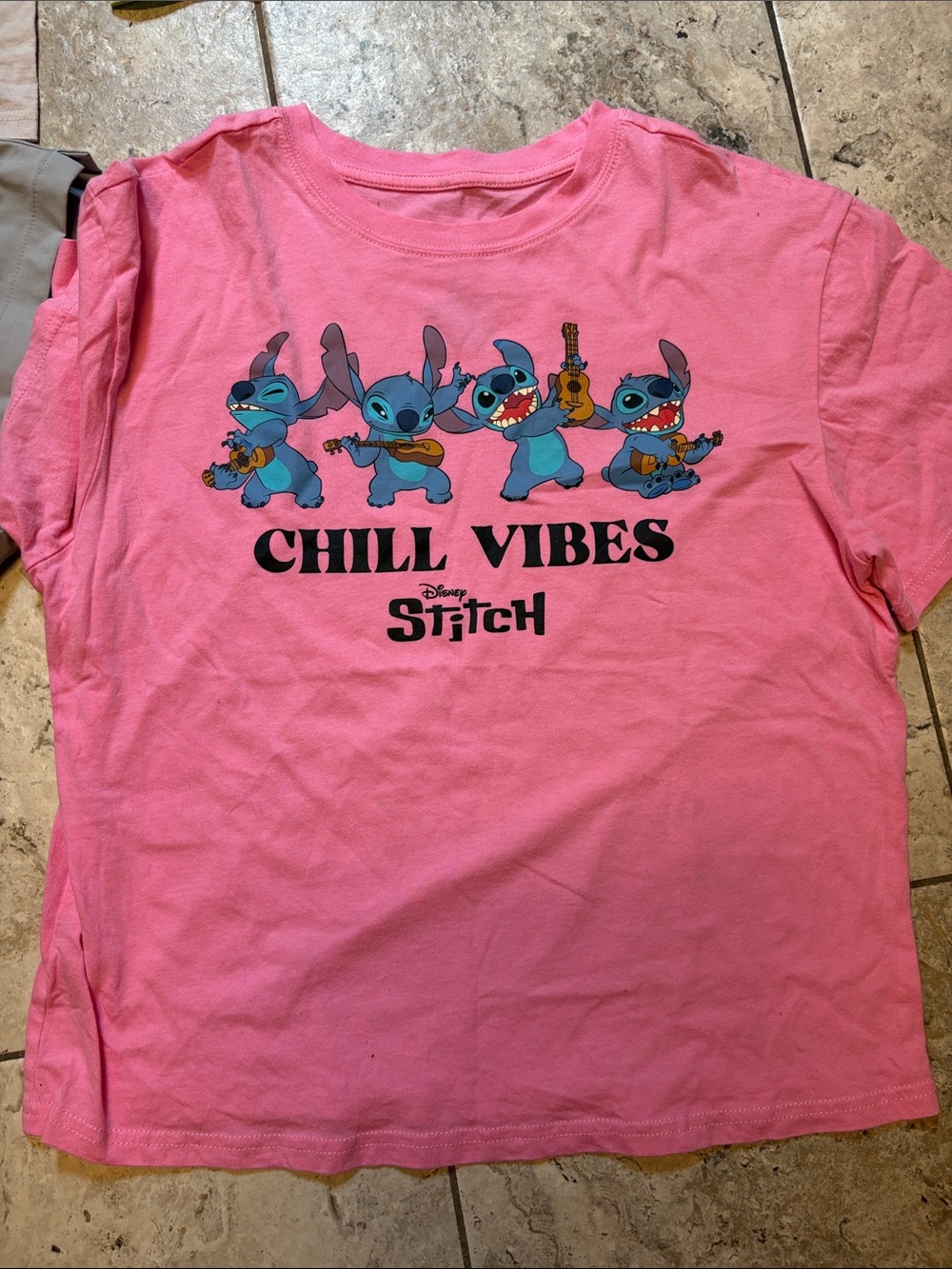 Disney Pink Stitch Graphic Tee with 'Chill Vibes'